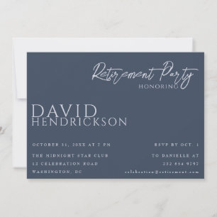 Elegant Minimalist Blue Retirement Party Invite