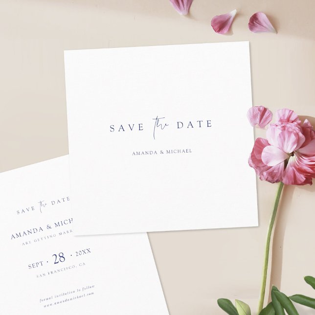 Elegant Minimalist Blue Typography Wedding  Save The Date (Creator Uploaded)