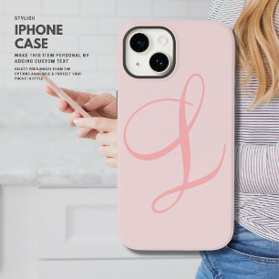 Elegant Minimalist Blush Big Calligraphy Initial Case-Mate iPhone 14 Case