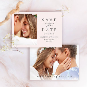 Elegant Minimalist Blush Photo Save The Date Card