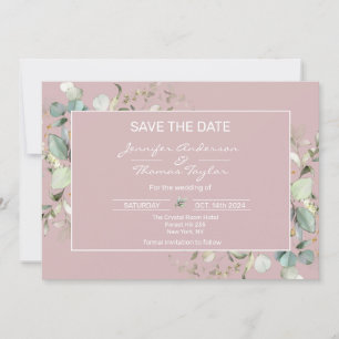 Elegant Minimalist Blush Pink Flat Save The Date