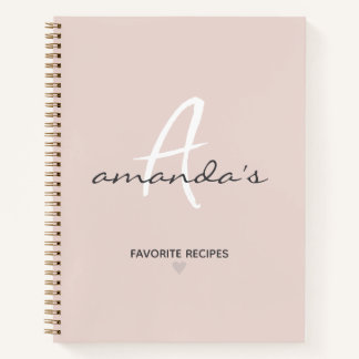 Elegant Minimalist Blush Pink Recipe  Notebook