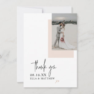  Elegant Minimalist Blush Pink Script Font Wedding Thank You Card