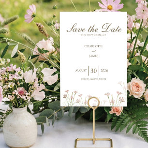 Elegant Minimalist Blush Pink Wildflower Wedding  Save The Date