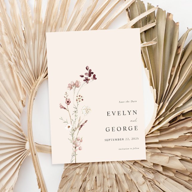 Elegant Minimalist Boho Floral Wedding Save The Date (Creator Uploaded)