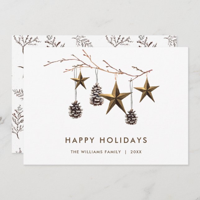 Elegant Minimalist Boho Merry Christmas Greeting Holiday Card (Front/Back)