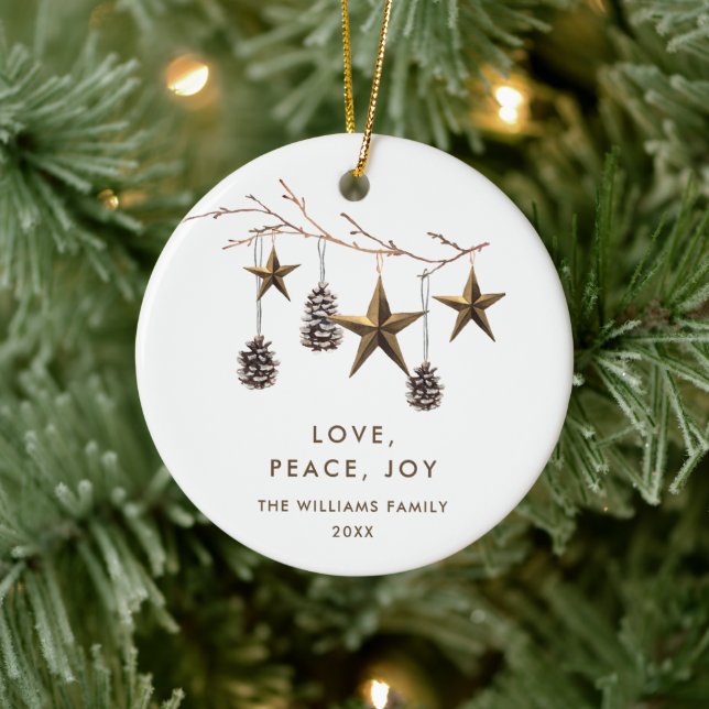Elegant Minimalist Boho Merry Christmas Holiday Ceramic Tree Decoration (Tree)