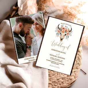 Elegant Minimalist Boho Western Cowboy Wedding Invitation