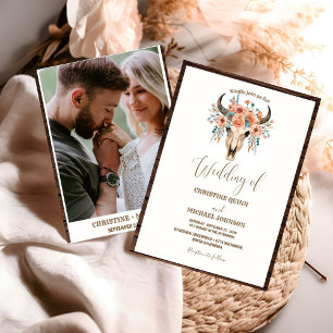 Elegant Minimalist Boho Western Cowboy Wedding Invitation