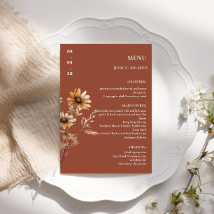  Elegant Minimalist Boho Wildflower Wedding Table Menu