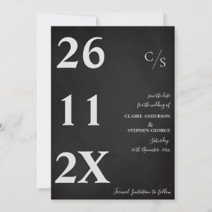 Elegant Minimalist Bold Font Black White Wedding Save The Date