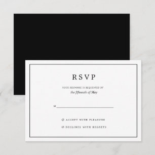 Elegant Minimalist Border Black and White Wedding RSVP Card