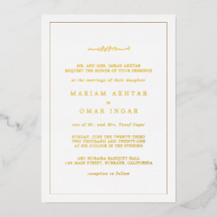 Elegant Minimalist Border Gold Islamic Wedding