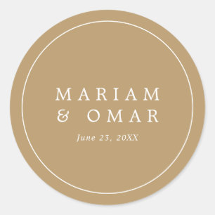 Elegant Minimalist Border Gold Wedding Classic Round Sticker