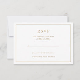 Elegant Minimalist Border Gold Wedding RSVP Card