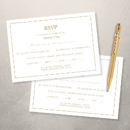 Elegant Minimalist Border Gold Wedding RSVP Card