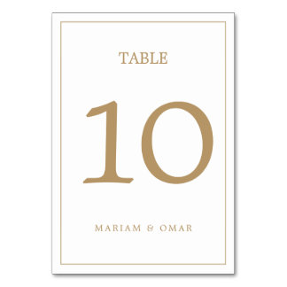 Elegant Minimalist Border Gold Wedding Table Number