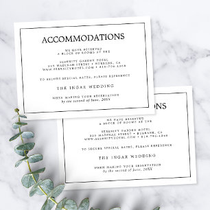 Elegant Minimalist Border Wedding Accommodations Enclosure Card