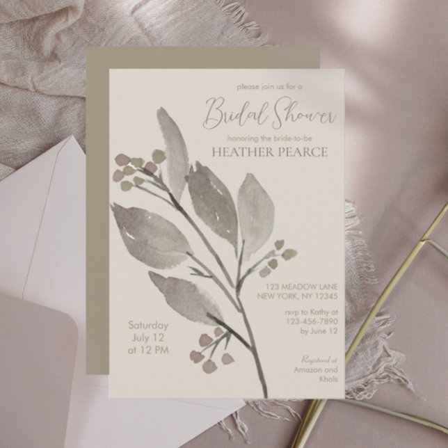 Elegant Minimalist Botanical Bridal Shower Invitation (Creator Uploaded)