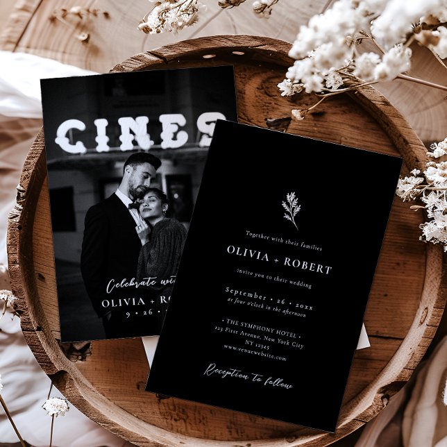 Elegant Minimalist Botanical Photo Wedding Invitation (Creator Uploaded)