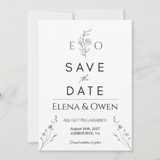 Elegant Minimalist Botanical Save the Date Card