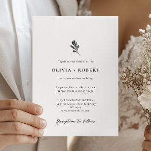 Elegant Minimalist Botanical Wedding Invitation