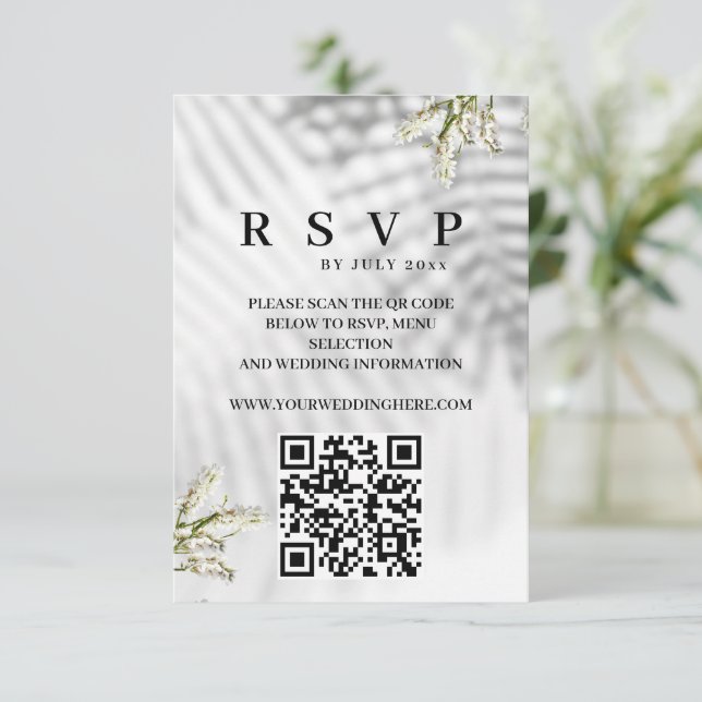 Elegant Minimalist Botanical Wedding RSVP Card (Standing Front)