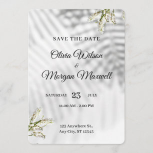 Elegant Minimalist Botanical Wedding Save The Date