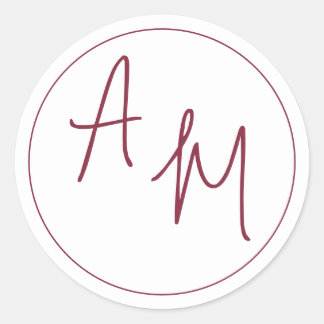 Elegant Minimalist Botanicals Burgundy Classic Round Sticker