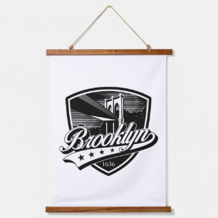 Elegant Minimalist Brooklyn Logo Design Hanging Tapestry
