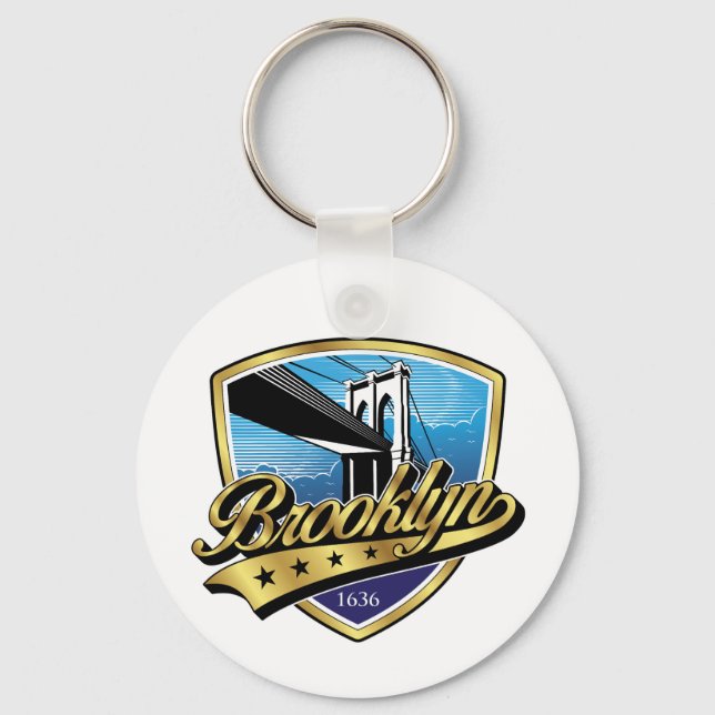 Elegant Minimalist Brooklyn Logo Design Key Ring (Front)