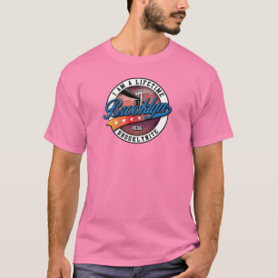 Elegant Minimalist Brooklyn Logo Design Pink T-Shirt