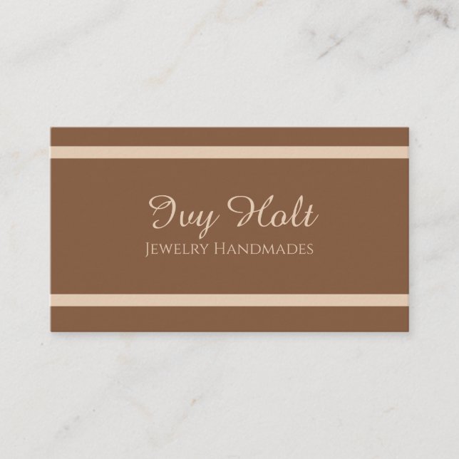 Elegant Minimalist Brown Beige Jewellery QR Code  Business Card (Front)
