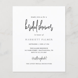 Elegant Minimalist Budget Bridal Shower Invitation