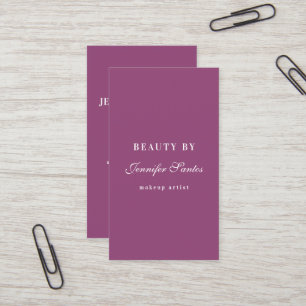 Elegant Minimalist Burgundy QR Code Beauty Salon Business Card