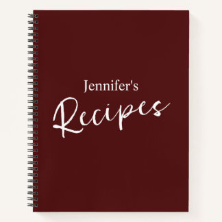 Elegant Minimalist Burgundy Recipe Notebook