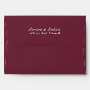 Elegant Minimalist Burgundy Script Wedding Envelope