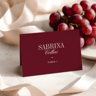 Elegant Minimalist Burgundy Wedding Place Card