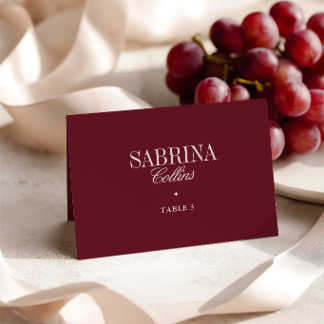 Elegant Minimalist Burgundy Wedding Place Card