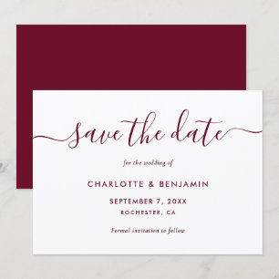 Elegant Minimalist Burgundy Wedding Save The Date