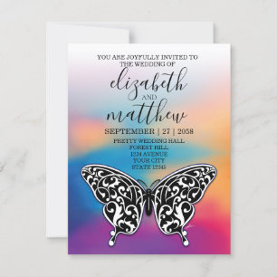 Elegant Minimalist Butterfly and Sunset Invitation