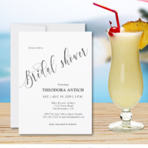Elegant Minimalist Calligraphy Bridal Shower Invitation