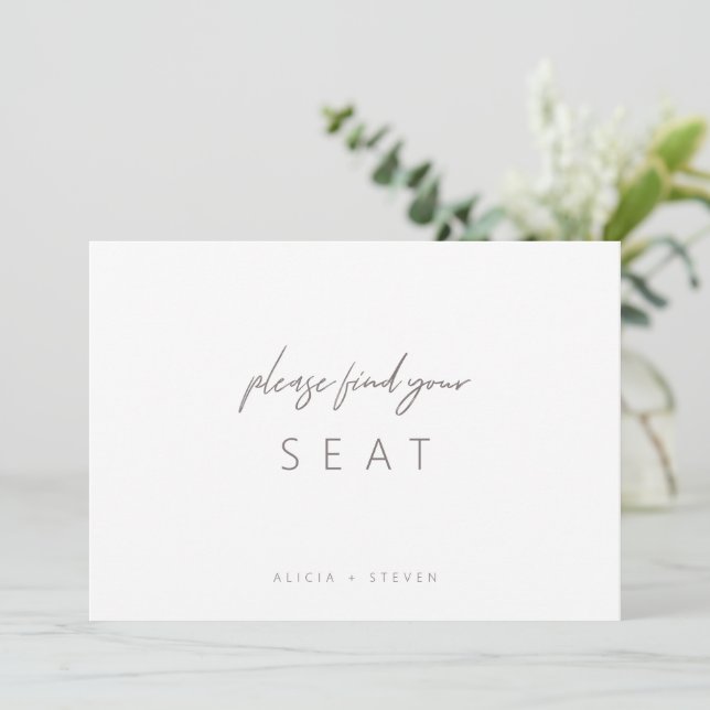 Elegant Minimalist Calligraphy Find Your Seat Sign (Standing Front)
