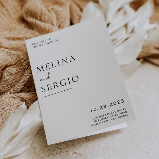 Elegant Minimalist Calligraphy Folded Wedding Programme (Creator Uploaded)