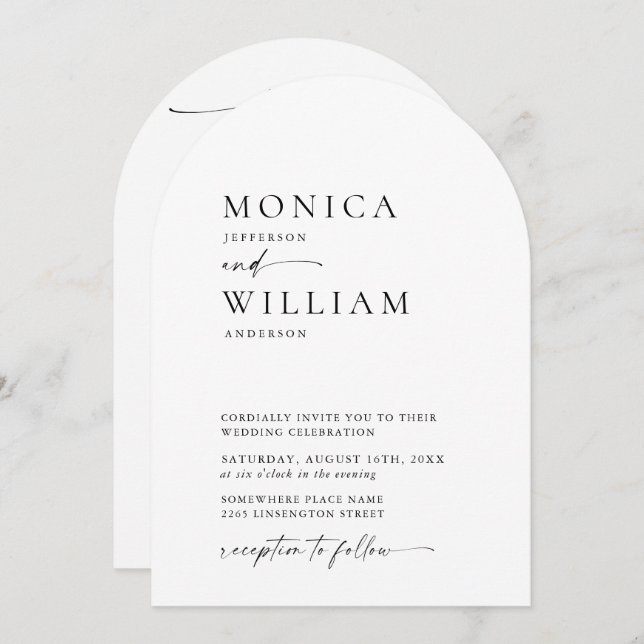 Elegant Minimalist Calligraphy QR code Wedding Invitation (Front/Back)