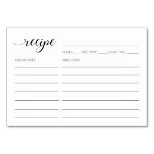 Elegant Minimalist Calligraphy Recipe Card