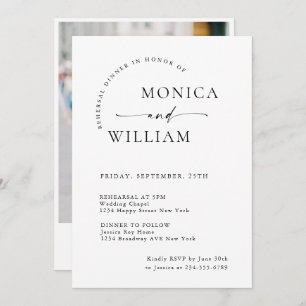 Elegant Minimalist Calligraphy Rehearsal Dinner Invitation