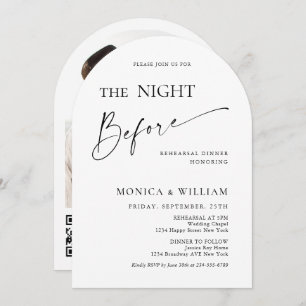 Elegant Minimalist Calligraphy Rehearsal Dinner Invitation