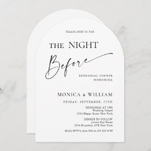 Elegant Minimalist Calligraphy Rehearsal Dinner Invitation