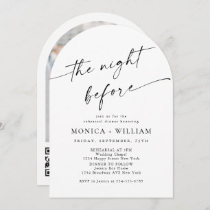 Elegant Minimalist Calligraphy Rehearsal Dinner Invitation